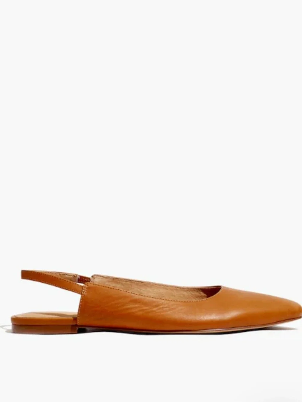 MADEWELL THE MARGOT POINTED TOE SLINGBACK FLAT IN LEATHER CAMEL TONE SIZE 11